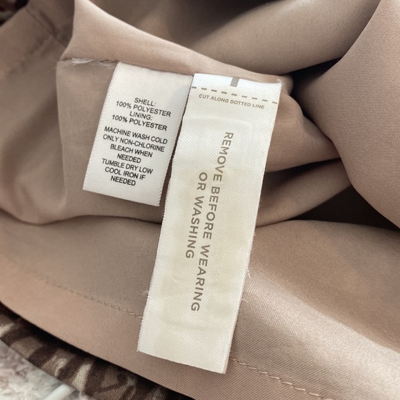 ANN TAYLOR LOFT Tan/Off White Front Ruffle Sleeveless Midi Dress - Picture 6 of 6